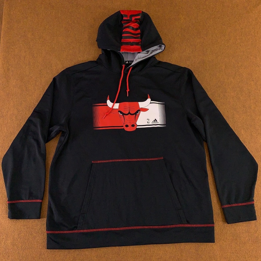 Chicago Bulls Adidas Mens Size XL‎ Black Pocketed Pullover Hoodie